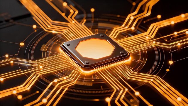 Microchip with glowing circuitry