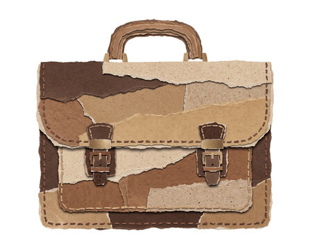 Business Briefcase Ripped Paper Craft Illustration. Torn Paper Collage Concept Design