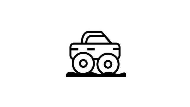 This icon displays a toy monster truck featuring big wheels and a rugged body representing off-road vehicles and kids toys