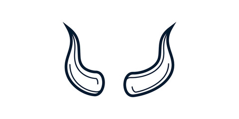 Naklejka premium Bull Horns Silhouette Line Art Vector Illustration Icon
