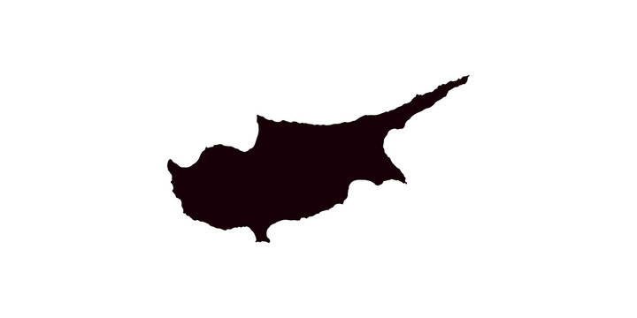 Cyprus Map Black Silhouette Isolated Transparent Background Graphic