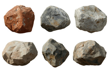Obraz premium Collection of six assorted mineral stones isolated