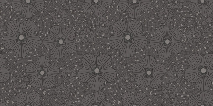 Minimalist dark floral pattern background, elegant grey flower texture wallpaper, seamless monochrome botanical design for luxury packaging and textile prints