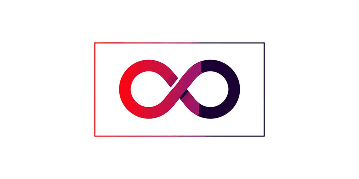 Abstract infinity loop symbol vector illustration with gradient border frame for business branding and logo design concept