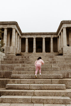 Girl exploring Cape Town Rhodes Memorial