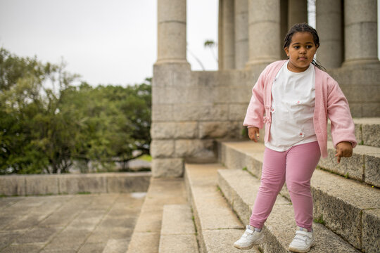 Girl exploring Cape Town Rhodes Memorial