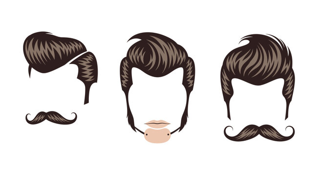 Set of Vintage Men Haircuts and Moustaches