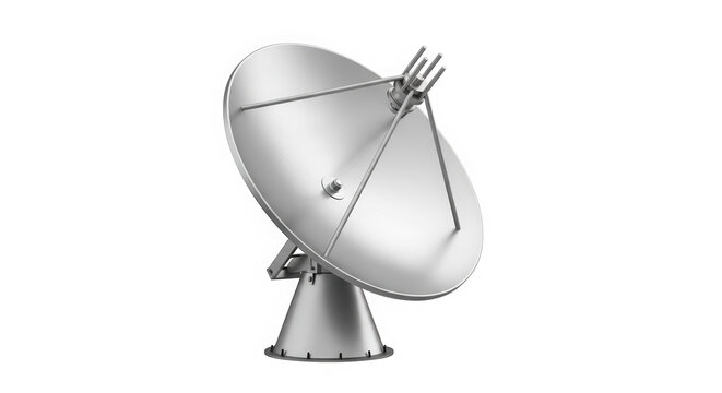 Modern satellite dish antenna for communication and signal technology isolated on transparent background