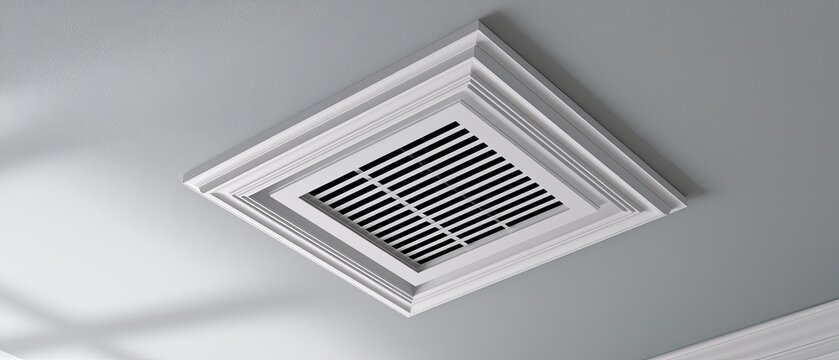 White square ceiling vent with decorative trim