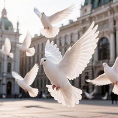 Obraz premium white pigeon in the sky