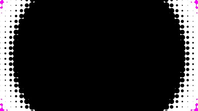 Digital halftone transition effect. Animated circle pattern overlay for video editing.