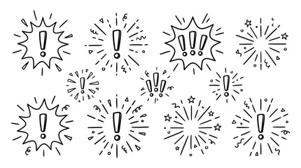 Obraz premium A collection of cartoon exclamation marks and speech bubbles on a white background