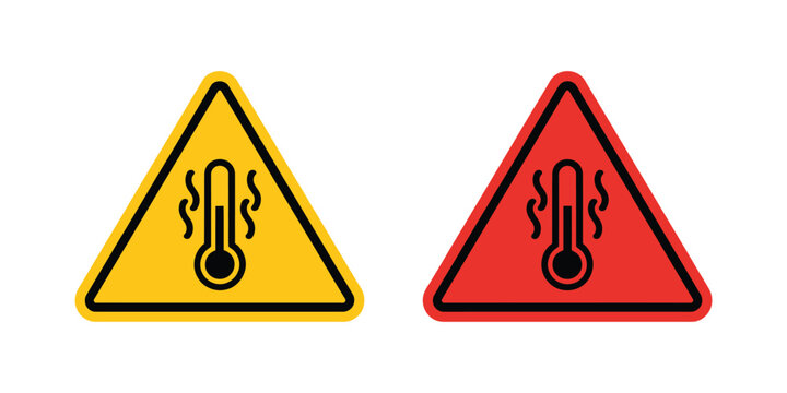 High Temperature Warning Sign outline icon and clipart vector illustration for heat hazard safety caution and workplace protection