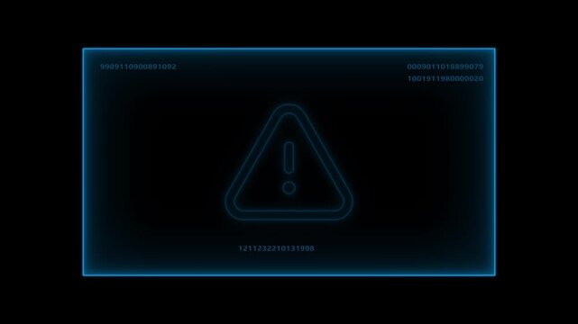 System hacking cyber attack neon warning sign digital security breach glowing red alert vector illustration-4k animation cybersecurity, hacking, cyberattack, hacker, 