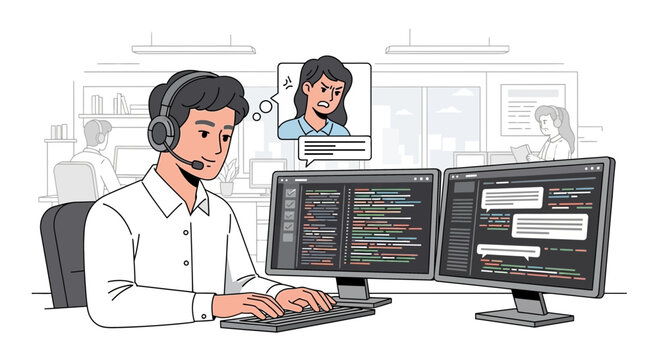 Customer Support Agent Dealing with Angry Client Online