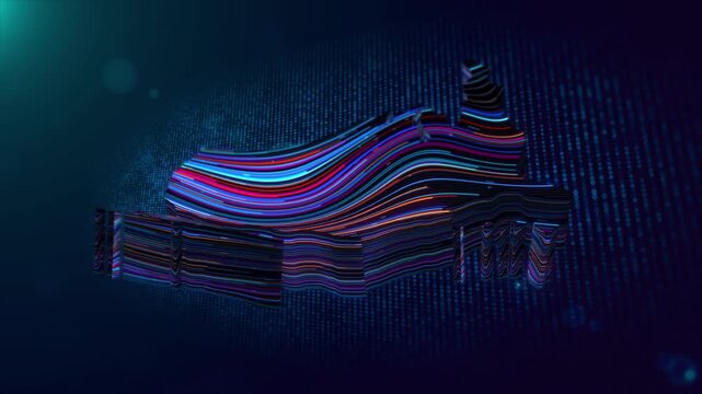 Dynamic motion background featuring a glowing United States map reveal with animated text, colorful neon wave lines, digital particle grid, and futuristic visual effects.