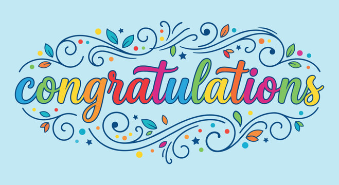 colorful congratulations  greeting with floral ornaments