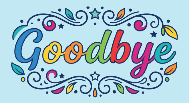 colorful godbye greeting with floral ornaments