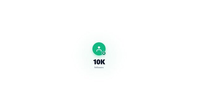 Social media follower count animation reaching ten thousand. 4K Video