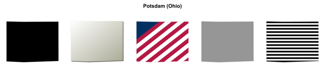 Obraz premium Potsdam (Ohio) blank outline map set