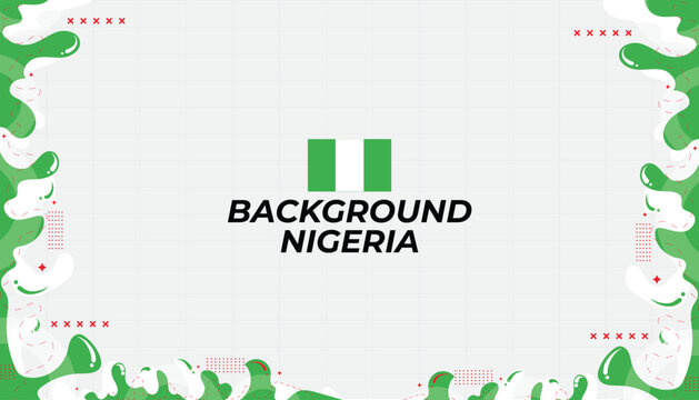 Nigeria national flag with abstract green fluid shapes on a white background for patriotic celebrations and cultural events