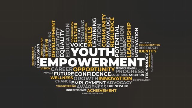 Youth Empowerment Word Cloud Typography Motion Graphic Background