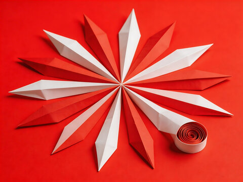 Red and white paper star decoration