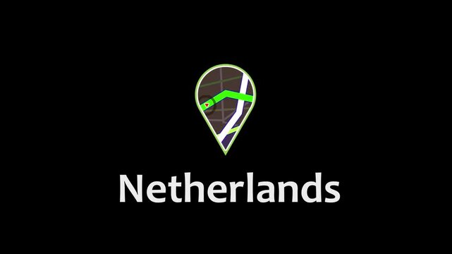 Netherlands Location Pin Icon, GPS Map Marker, Navigation Symbol.