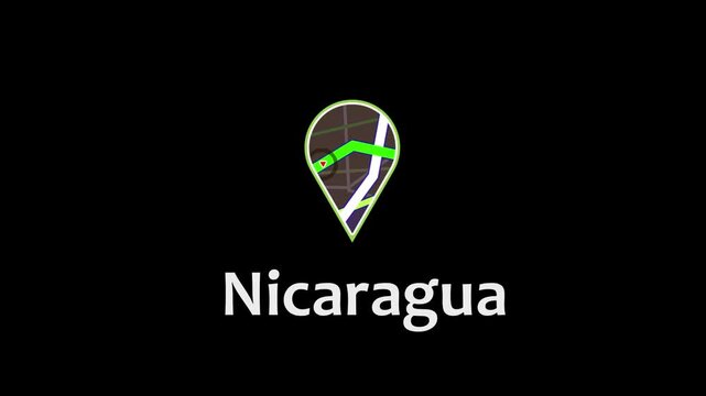 Nicaragua Map Location Pin Icon, GPS Country Marker, Central America Navigation