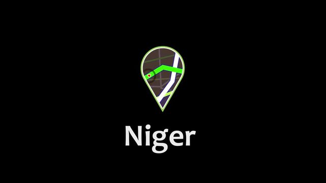 Niger Location Pin Icon, GPS Map Marker, Navigation Symbol.