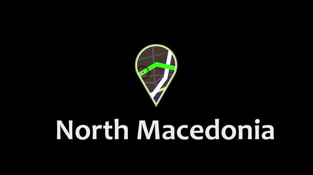 North Macedonia Map Pin Icon, GPS Location Marker, Travel Navigation