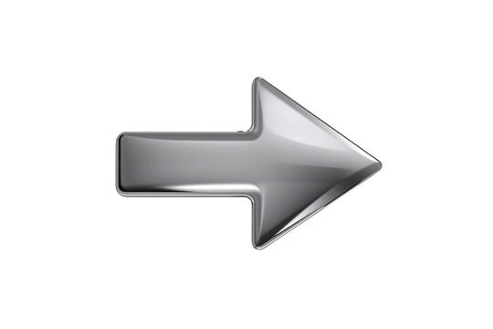 Rounded silver right arrow isolated on transparent background