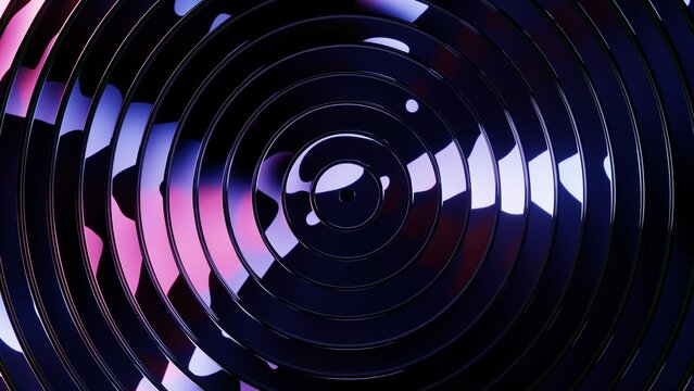 Dark circular glass background with concentric gradient reflection