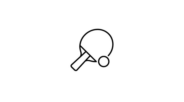 Table tennis paddle and ball icon representing ping pong racket game with pingpong competition recreation equipment activity exercise