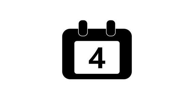 Minimalist calendar animation with number 4, date reminder for business and planning fourth