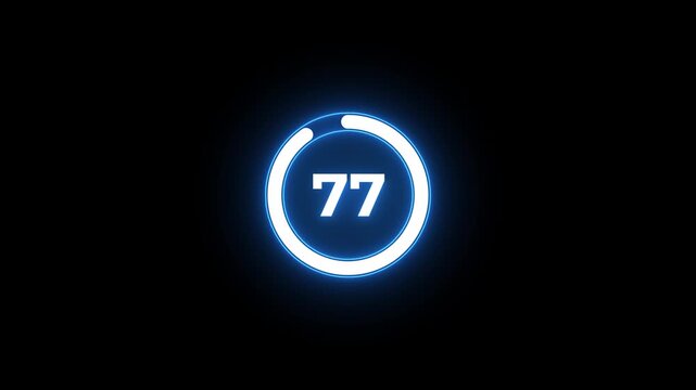 Countdown timer neon from 85 to 0 seconds real time. Modern flat design of countdown animation isolated on black background with alpha channel 85 Seconds Digital Countdown Timer Animation.
