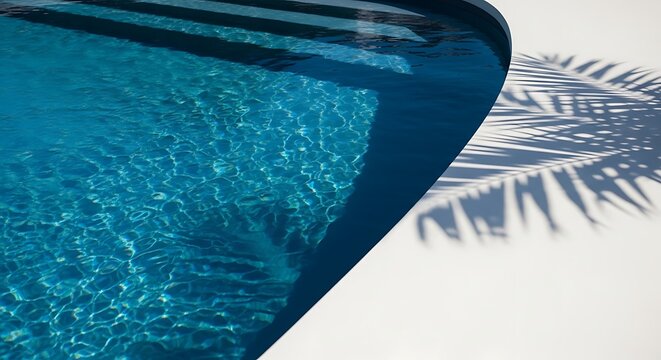 Elegant minimal pool background with deep blue water, subtle light reflections