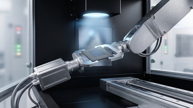 Advanced Robotic Semiconductor Microchip Optical Inspection System in Precision Electronics Manufacturing