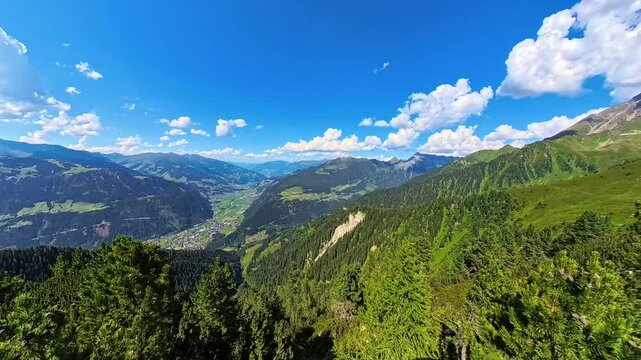 4K Timelapse alpine video with moving Clouds at Mount Ahorn, Mayrhofen, Zillertal valley, Schwaz, Tyrol, Austria