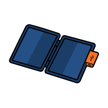 Portable Foldable Solar Panel Charger Vector Illustration