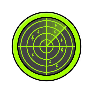 Green Radar Screen Illustration with Lightning Bolt Icons