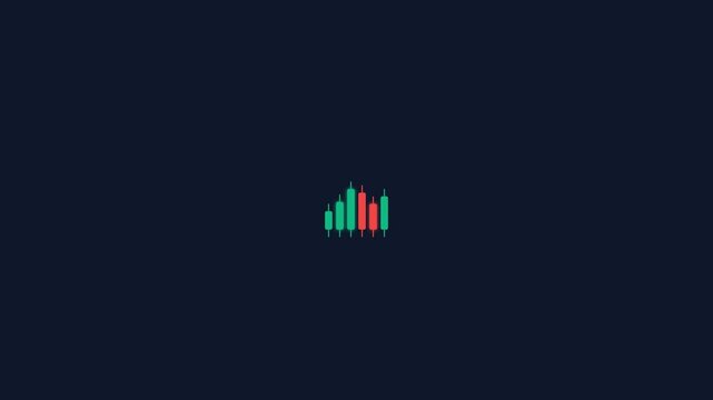 Financial candlestick market chart animation showing fluctuating stock exchange trends in a minimal digital video clip