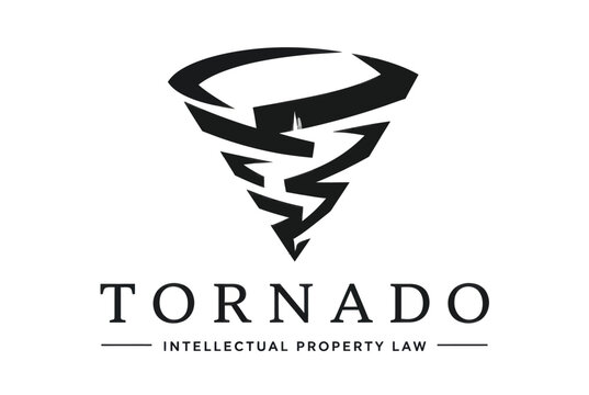 Dynamic tornado funnel logo for professional law firm branding.