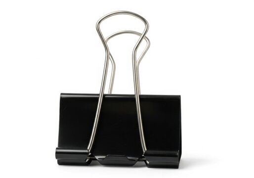 Black binder clip isolated on white background
