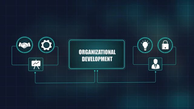 Organizational development business concept background, modern strategy corporate technology motion graphic, digital connection network.