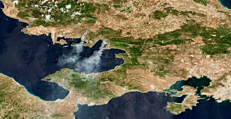 Wildfire in Greece on open data satellite image © M. Jurzyk