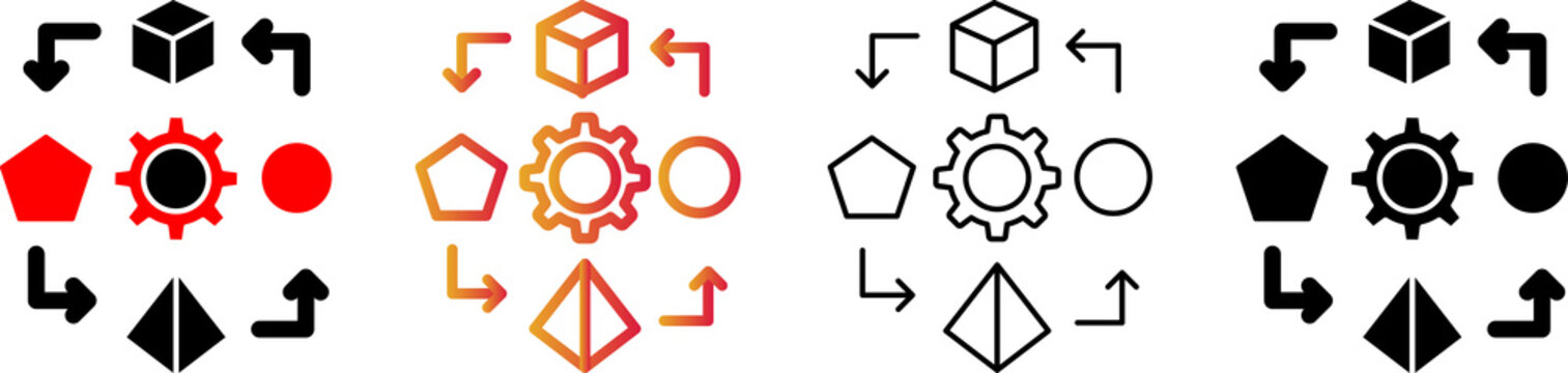 Adaptability Icon Set in Filled, Outline, Gradient Outline and Glyph Styles 