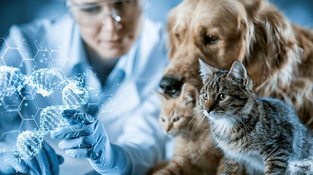 Scientist examines animal genetics in a laboratory.