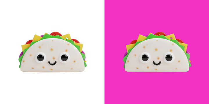 Cartoonish happy tacos with faces cute