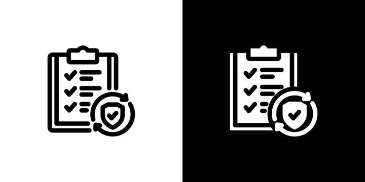 Continuity Compliance icon concept with flat Black White Background. Vector illustration.